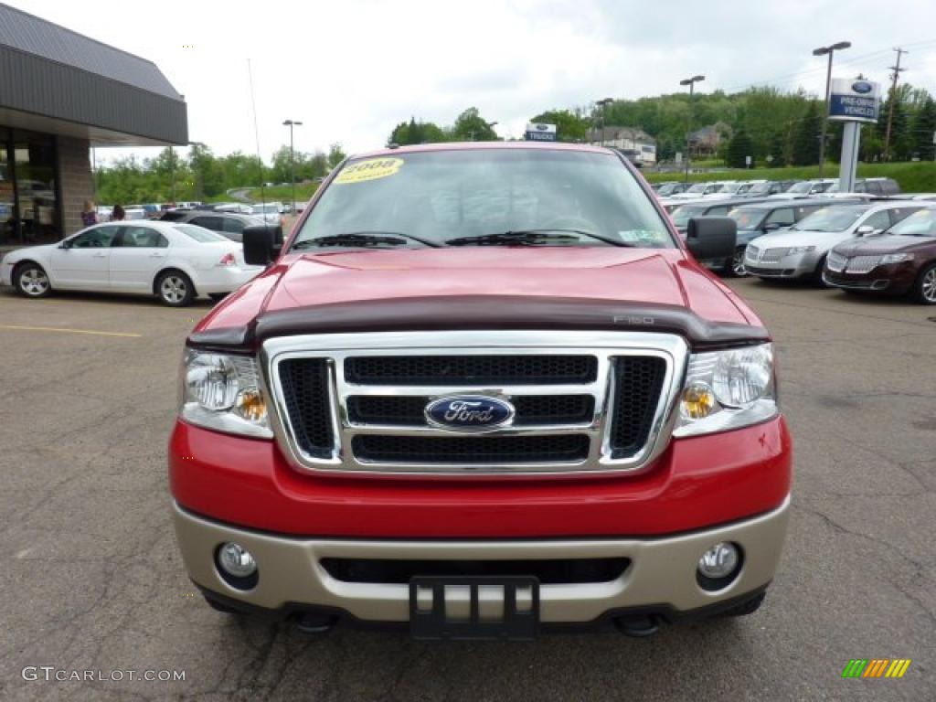 2008 F150 Lariat SuperCrew 4x4 - Bright Red / Tan photo #7
