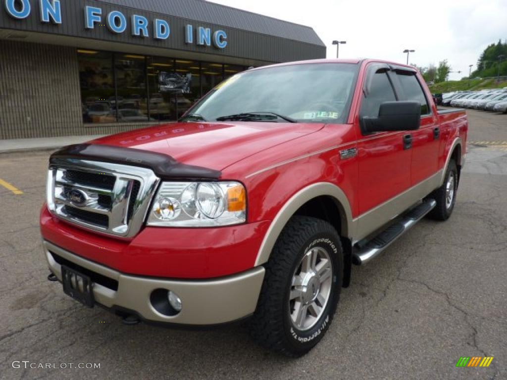 2008 F150 Lariat SuperCrew 4x4 - Bright Red / Tan photo #8