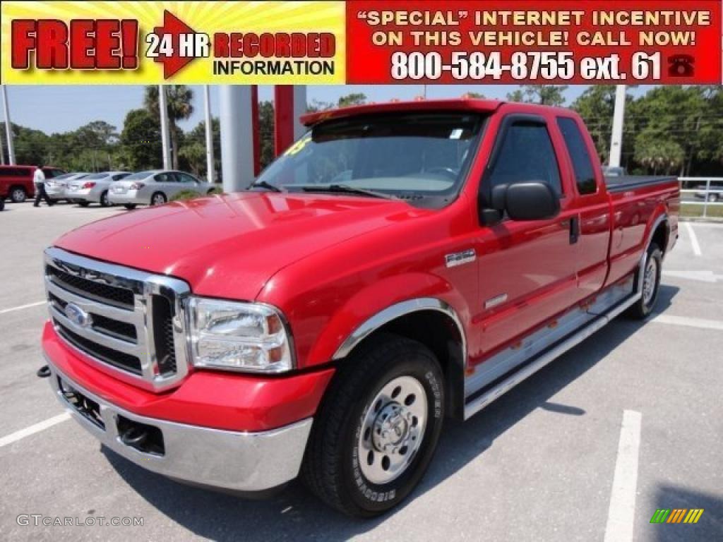 2005 F250 Super Duty XLT SuperCab - Red Clearcoat / Medium Flint photo #1