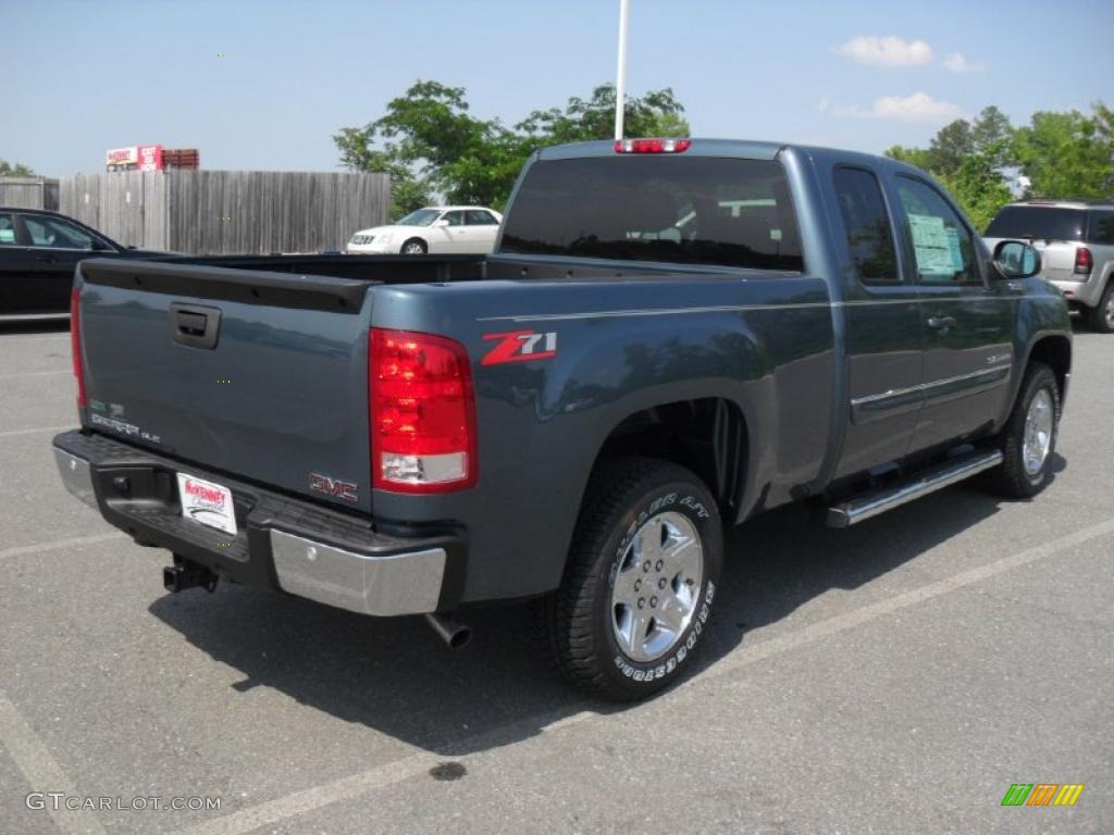 2011 Sierra 1500 SLE Extended Cab - Stealth Gray Metallic / Ebony photo #4