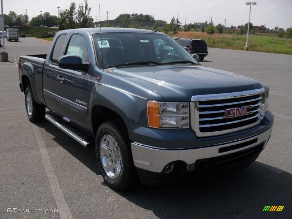 2011 Sierra 1500 SLE Extended Cab - Stealth Gray Metallic / Ebony photo #5