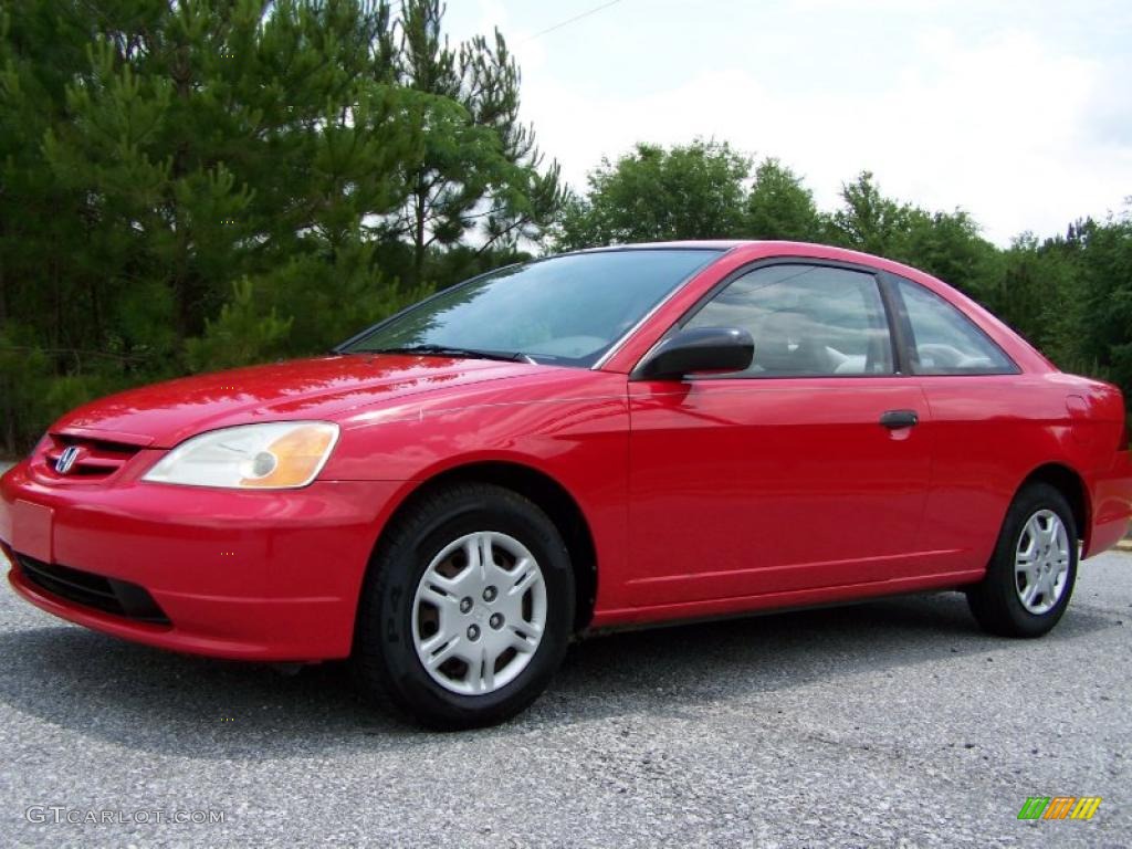 2001 Civic LX Coupe - Rallye Red / Beige photo #4