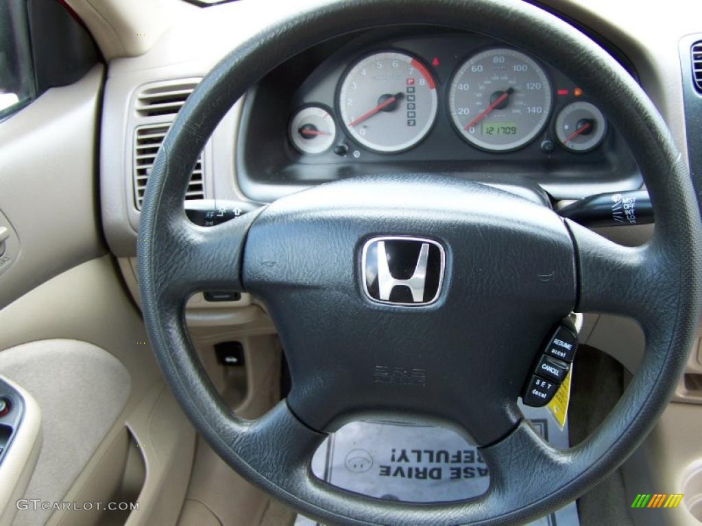 2001 Honda Civic LX Coupe Beige Steering Wheel Photo #49807074