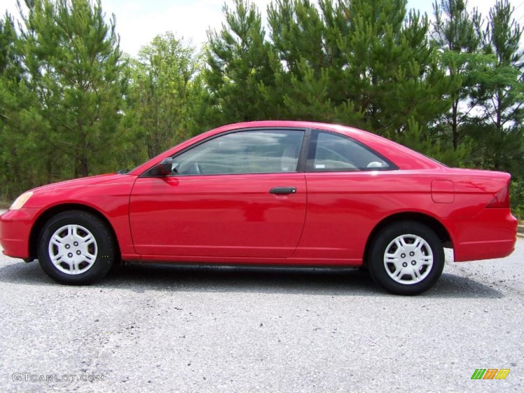2001 Civic LX Coupe - Rallye Red / Beige photo #11