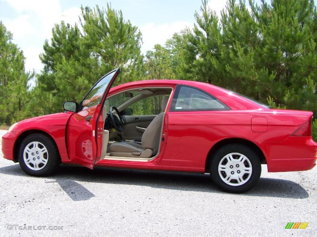 2001 Civic LX Coupe - Rallye Red / Beige photo #12