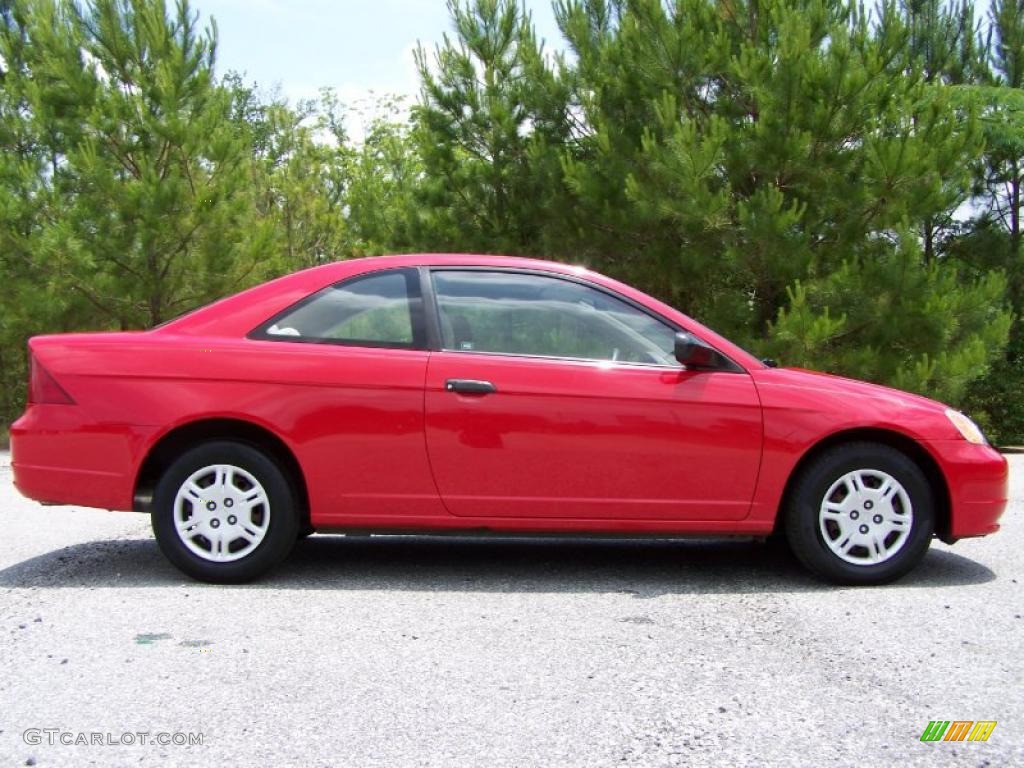 2001 Civic LX Coupe - Rallye Red / Beige photo #13