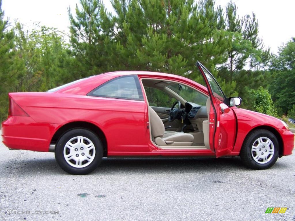2001 Civic LX Coupe - Rallye Red / Beige photo #14