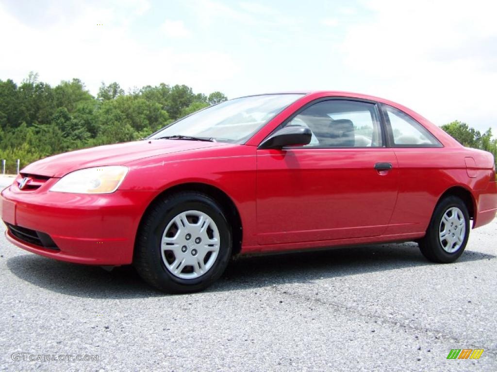 2001 Civic LX Coupe - Rallye Red / Beige photo #17