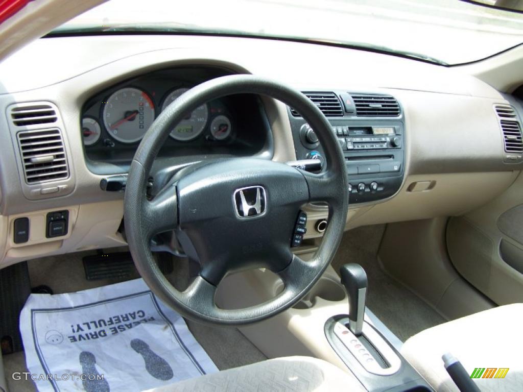 2001 Honda Civic LX Coupe Beige Dashboard Photo #49807245