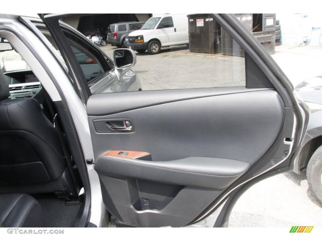 2010 Lexus RX 450h AWD Hybrid Black/Brown Walnut Door Panel Photo #49808421