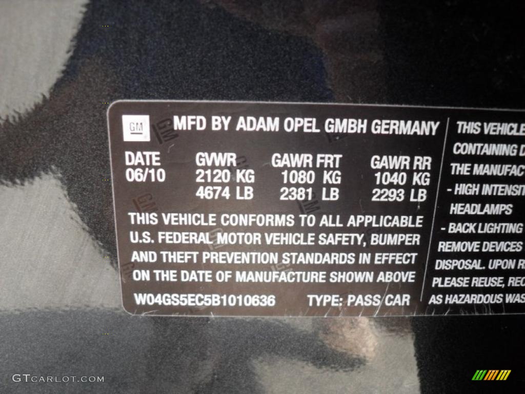 2011 Buick Regal CXL Info Tag Photo #49810242