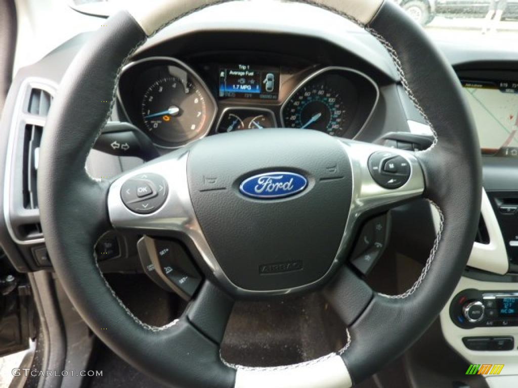 2012 Ford Focus Titanium 5-Door Arctic White Leather Steering Wheel Photo #49818336