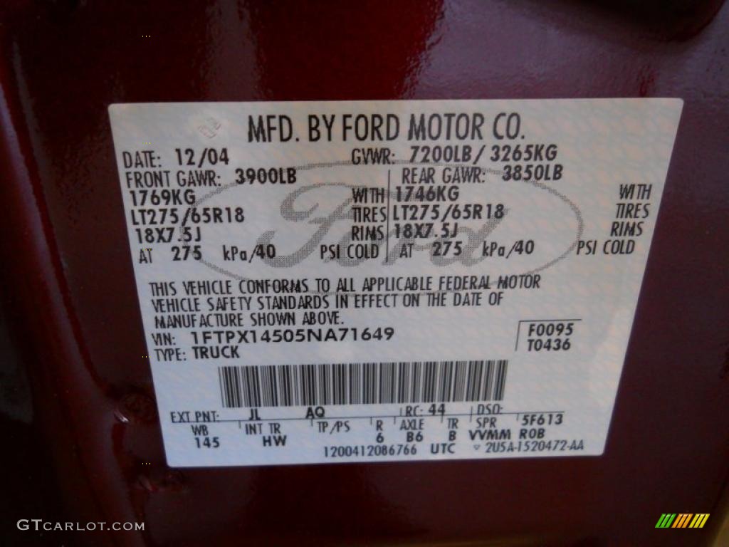2005 F150 Lariat SuperCab 4x4 - Dark Toreador Red Metallic / Tan photo #26