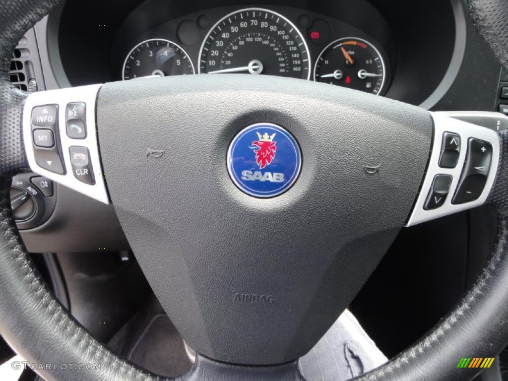 2008 Saab 9-3 Aero XWD Sport Sedan Black Steering Wheel Photo #49829067