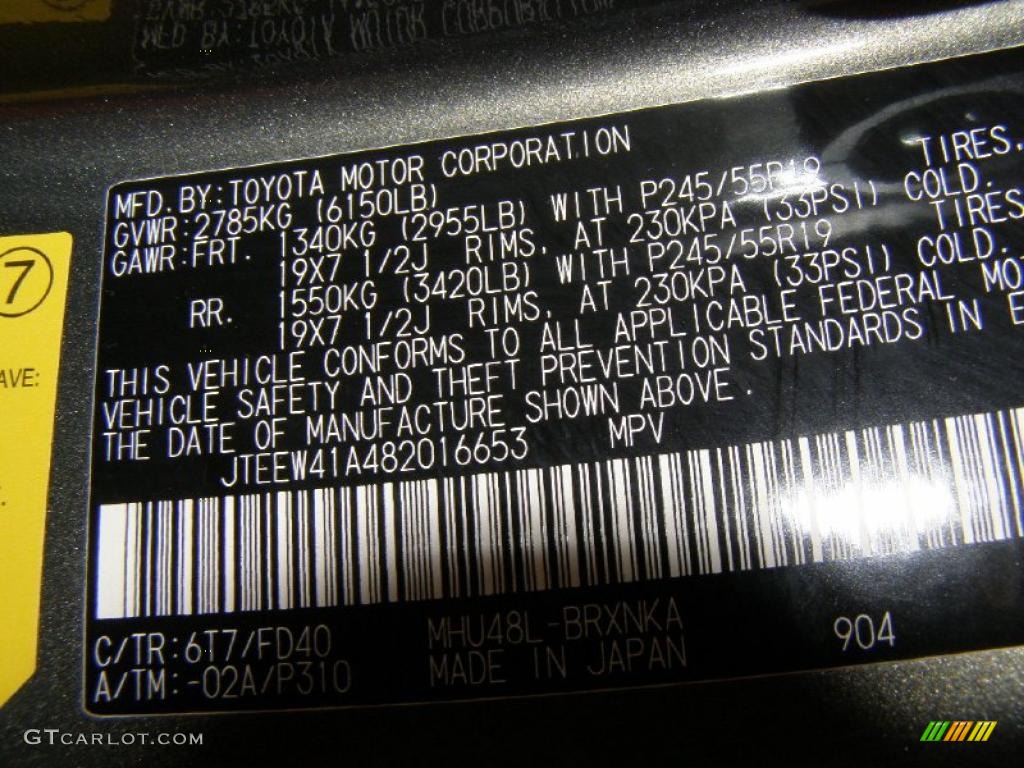 2008 Highlander Color Code 6T7 for Cypress Green Pearl Photo #49833069