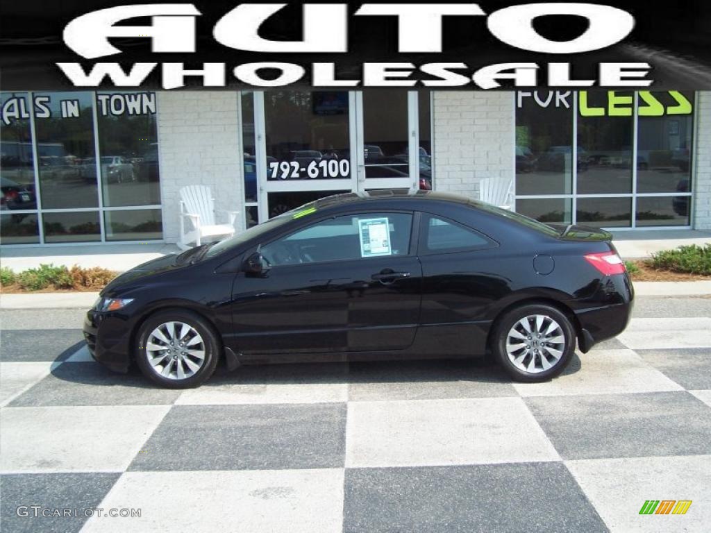 2010 Civic EX Coupe - Crystal Black Pearl / Black photo #1
