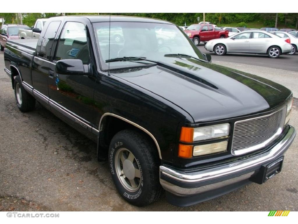 1996 Sierra 1500 SLT Extended Cab - Black / Maroon photo #8