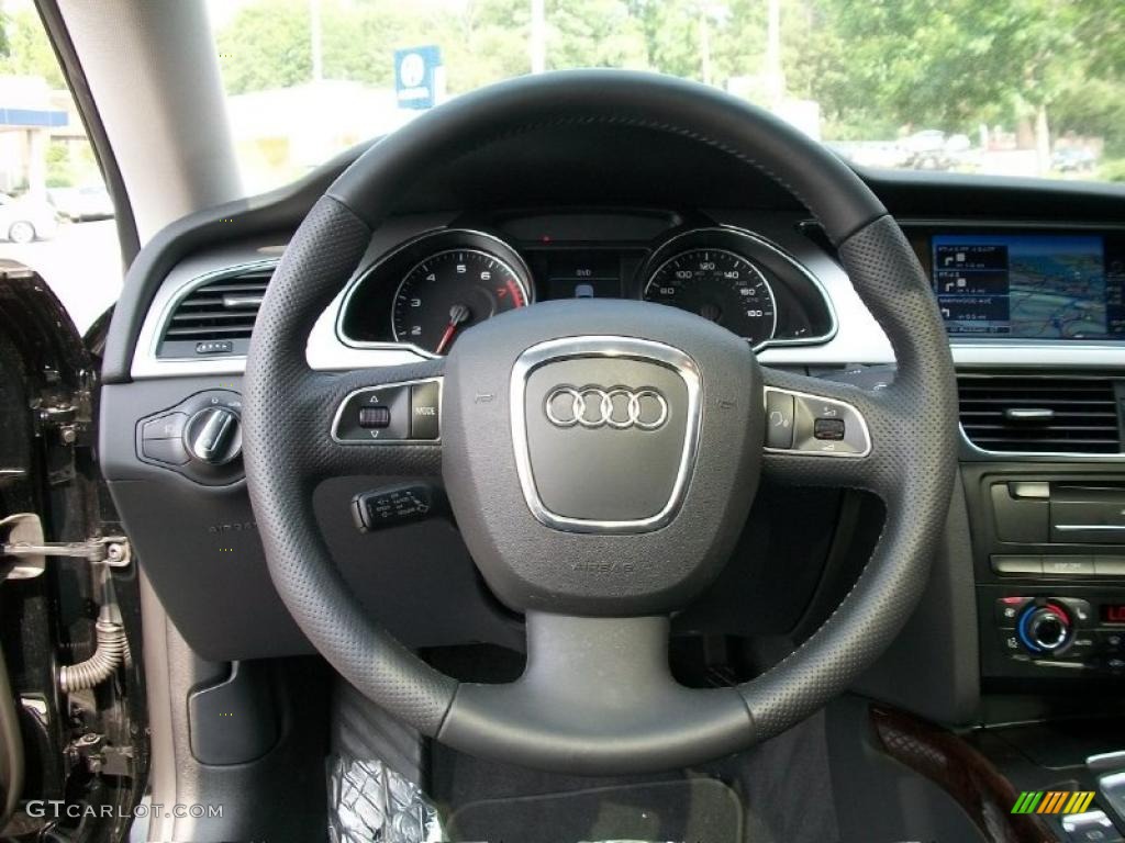 2010 Audi A5 2.0T quattro Coupe Black Steering Wheel Photo #49844437