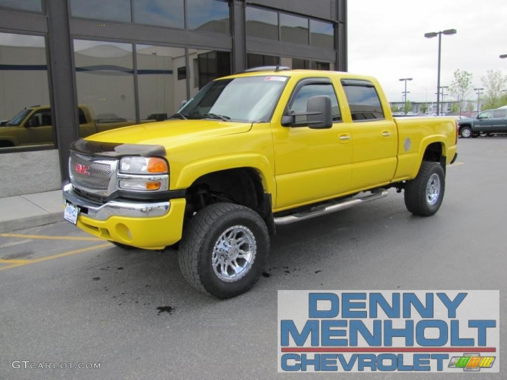 2007 Sierra 2500HD Classic SLT Crew Cab 4x4 - Fleet Yellow / Medium Gray photo #1