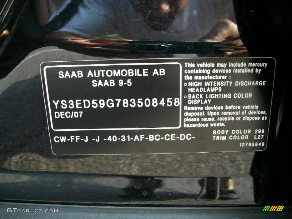 2008 Saab 9-5 2.3T SportCombi Color Code Photos