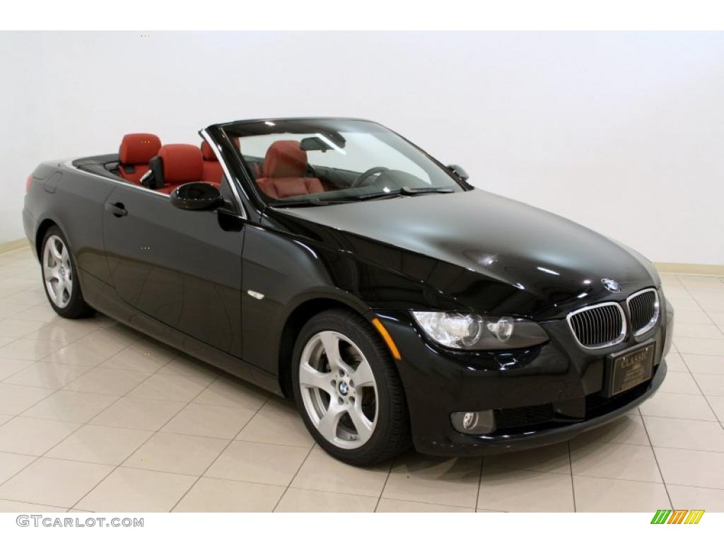 2008 3 Series 328i Convertible - Jet Black / Coral Red/Black photo #1