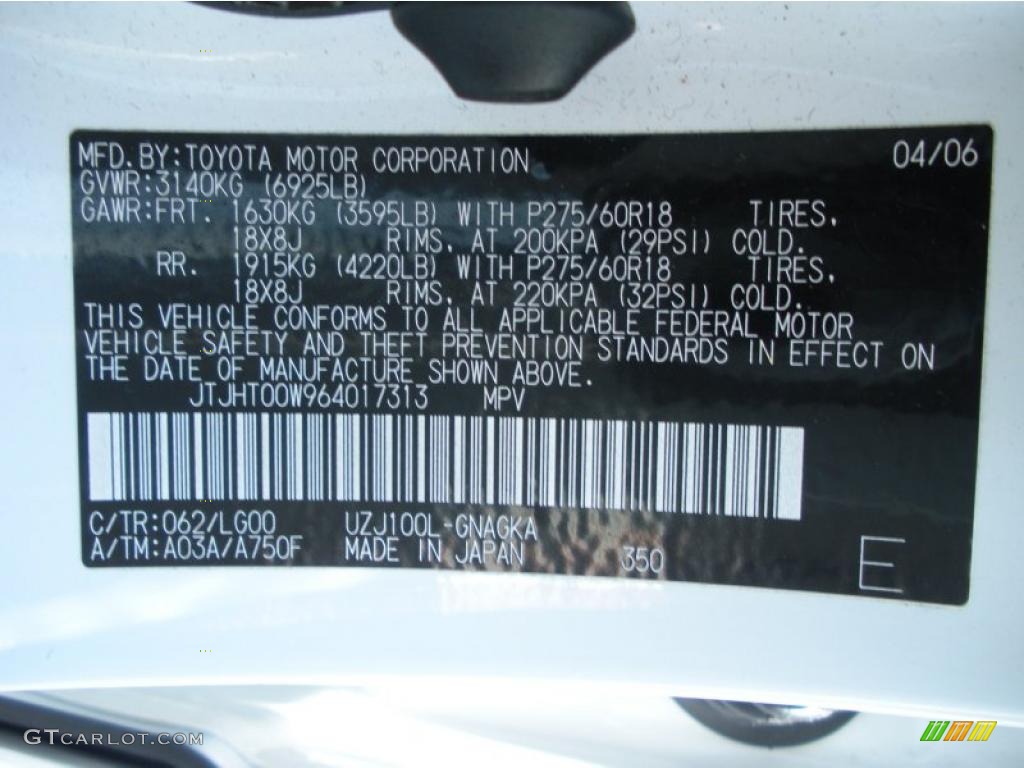 2006 LX 470 - Crystal White / Ivory photo #28