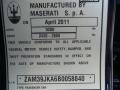 Info Tag of 2011 Quattroporte S