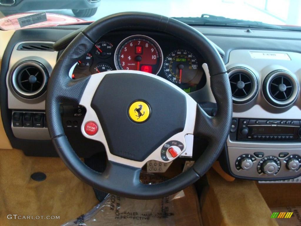 2005 Ferrari F430 Spider F1 Beige Steering Wheel Photo #49864268