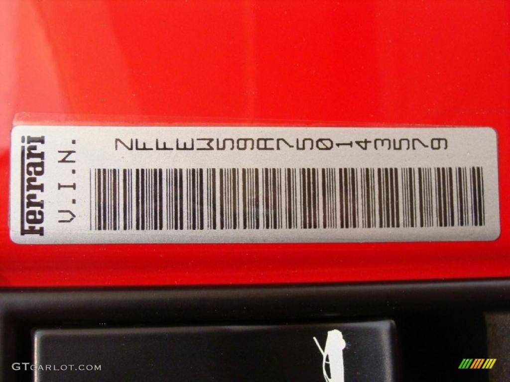 2005 Ferrari F430 Spider F1 Info Tag Photo #49864340