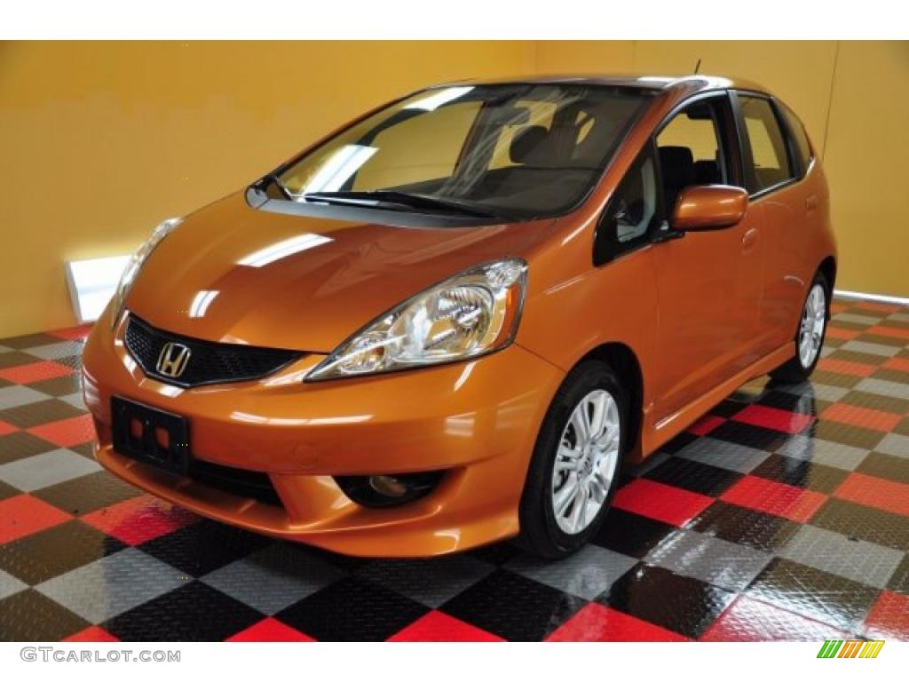 Orange Revolution Metallic 2010 Honda Fit Sport Exterior Photo #49864691