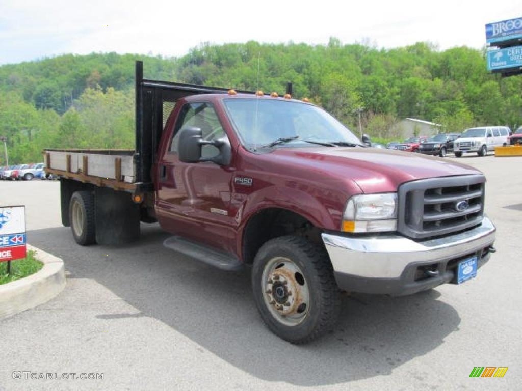 2004 F450 Super Duty XL Regular Cab 4x4 Chassis Stake Truck - Dark Toreador Red Metallic / Medium Flint photo #5