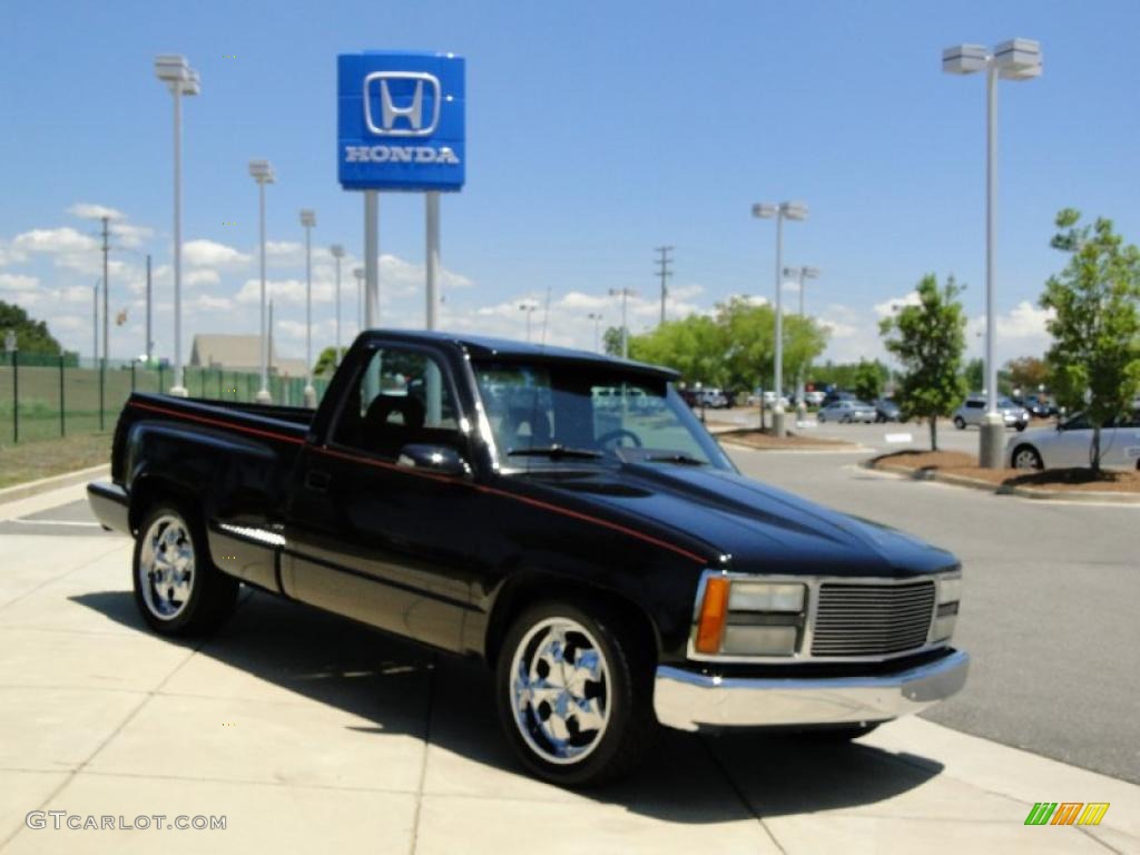 1993 Sierra 1500 SLE Regular Cab - Black / Red photo #2