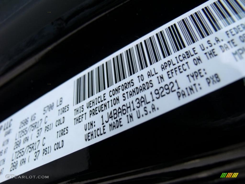 2010 Wrangler Unlimited Color Code PX8 for Black Photo #49868645