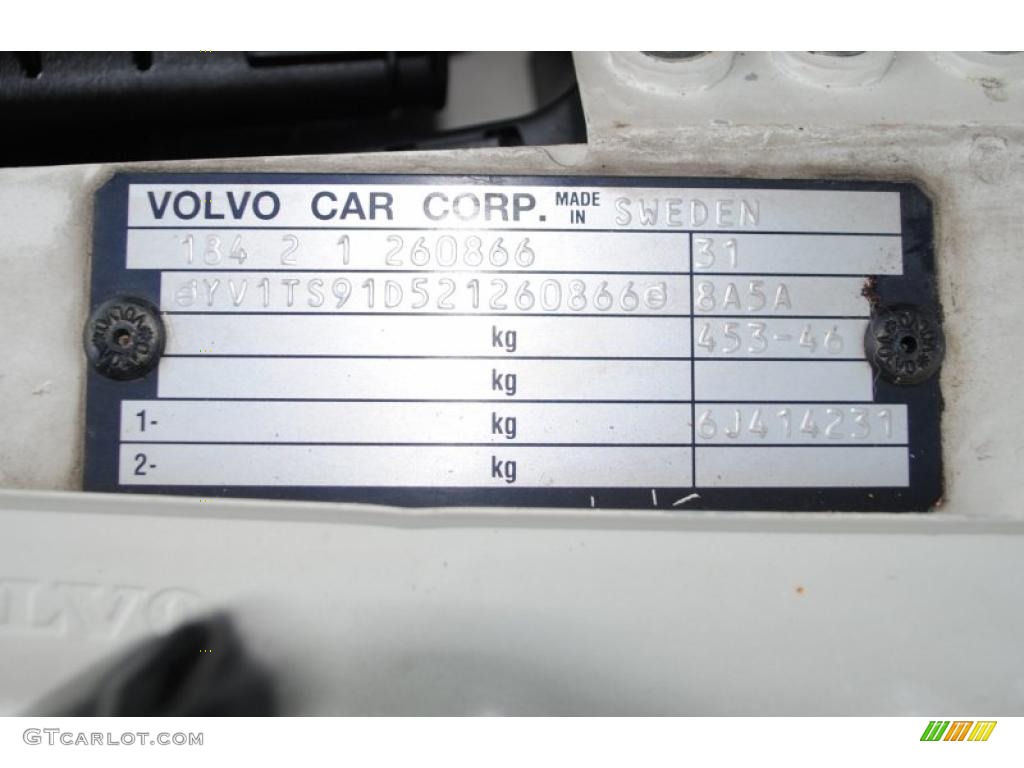 2002 Volvo S80 T6 Info Tag Photos