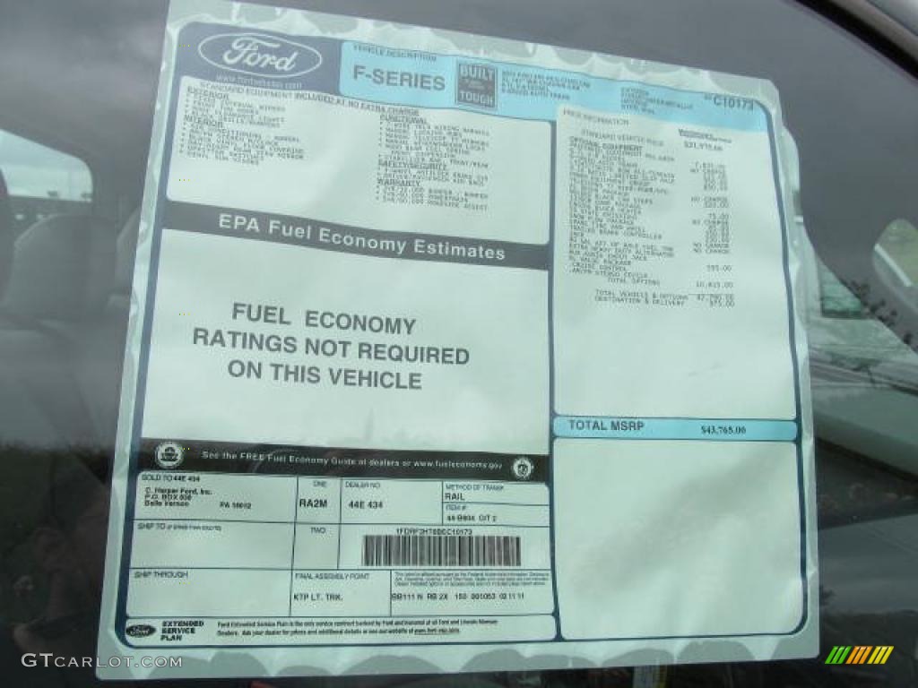 2011 Ford F350 Super Duty XL Regular Cab 4x4 Chassis Window Sticker Photo #49875758