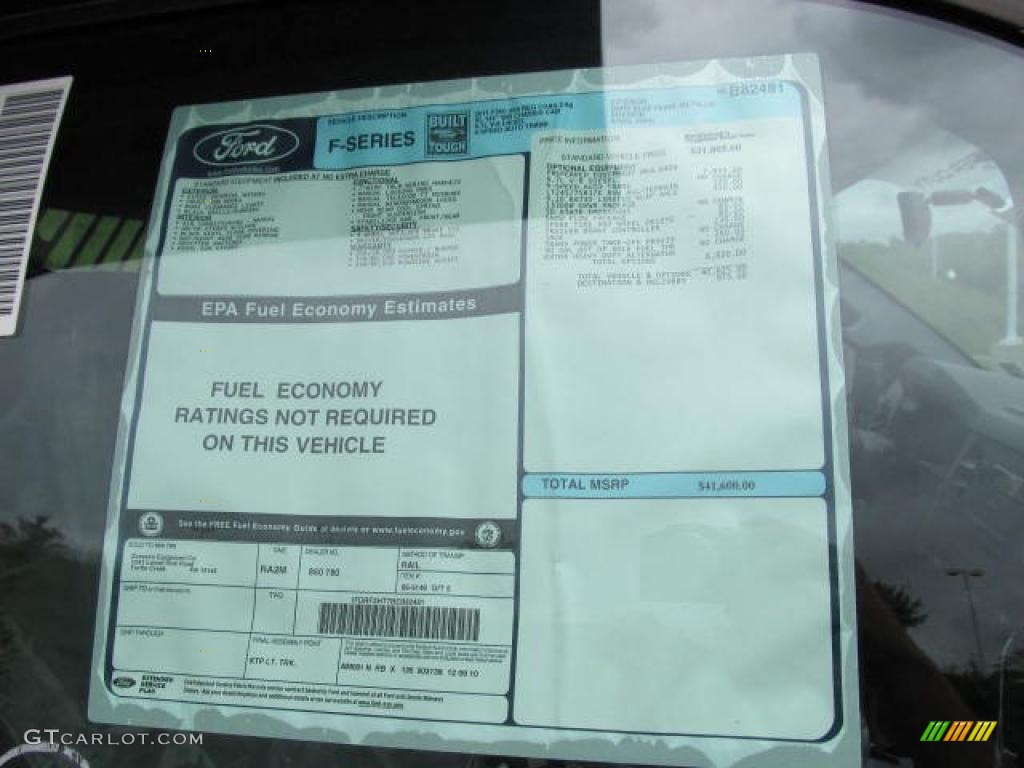 2011 Ford F350 Super Duty XL Regular Cab 4x4 Chassis Dump Truck Window Sticker Photo #49876226