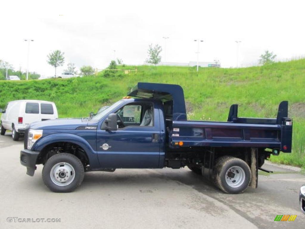 2011 F350 Super Duty XL Regular Cab 4x4 Chassis Dump Truck - Dark Blue Pearl / Steel photo #13