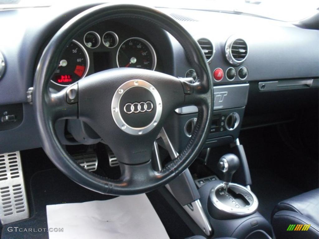 2004 Audi TT 1.8T quattro Roadster Ebony Steering Wheel Photo #49878341