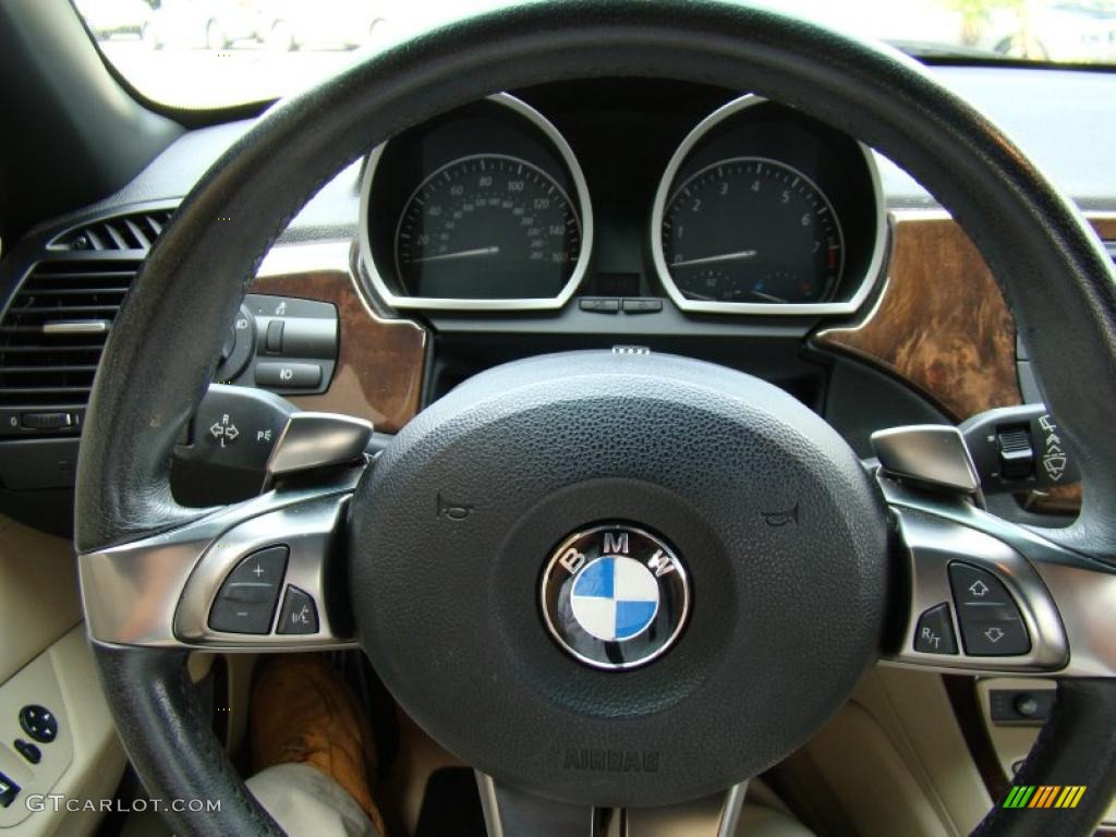 2006 BMW Z4 3.0i Roadster Beige Steering Wheel Photo #49883165