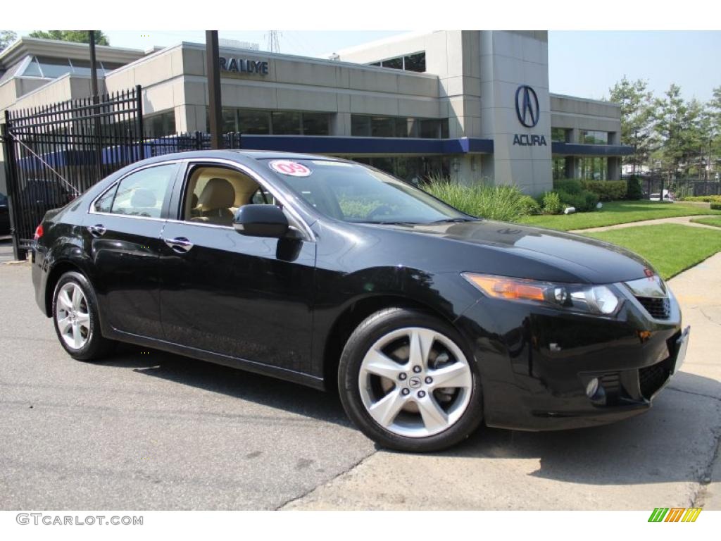 2009 TSX Sedan - Crystal Black Pearl / Parchment photo #1