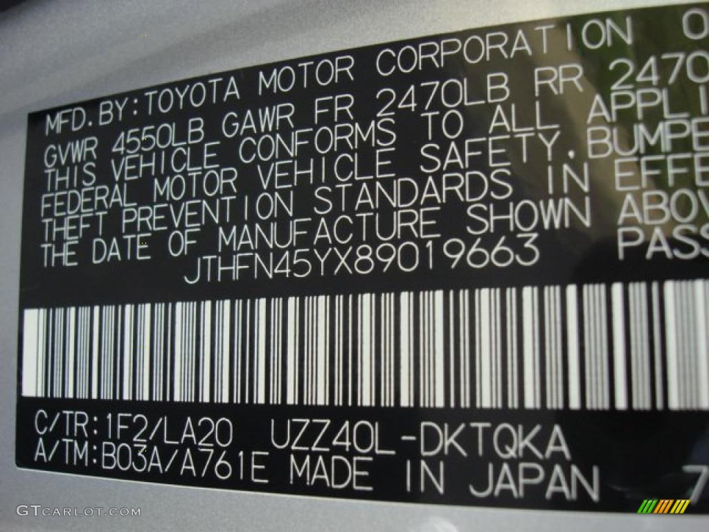 2008 SC Color Code 1F2 for Mercury Metallic Photo #49888973