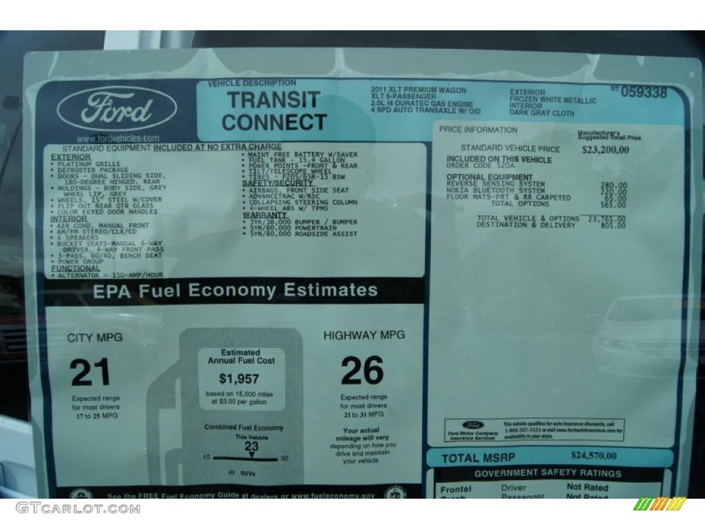 2011 Ford Transit Connect XLT Premium Passenger Wagon Window Sticker Photo #49892840