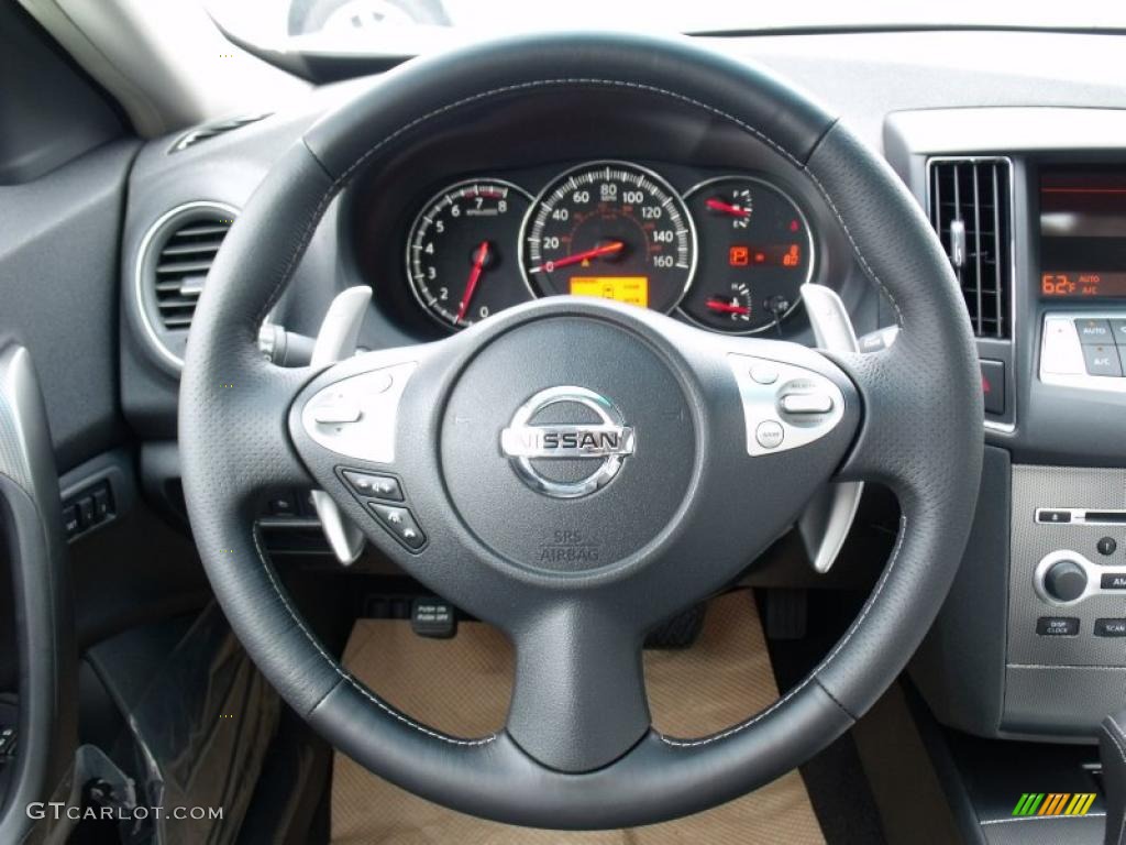 2011 Nissan Maxima 3.5 SV Sport Charcoal Steering Wheel Photo #49893986