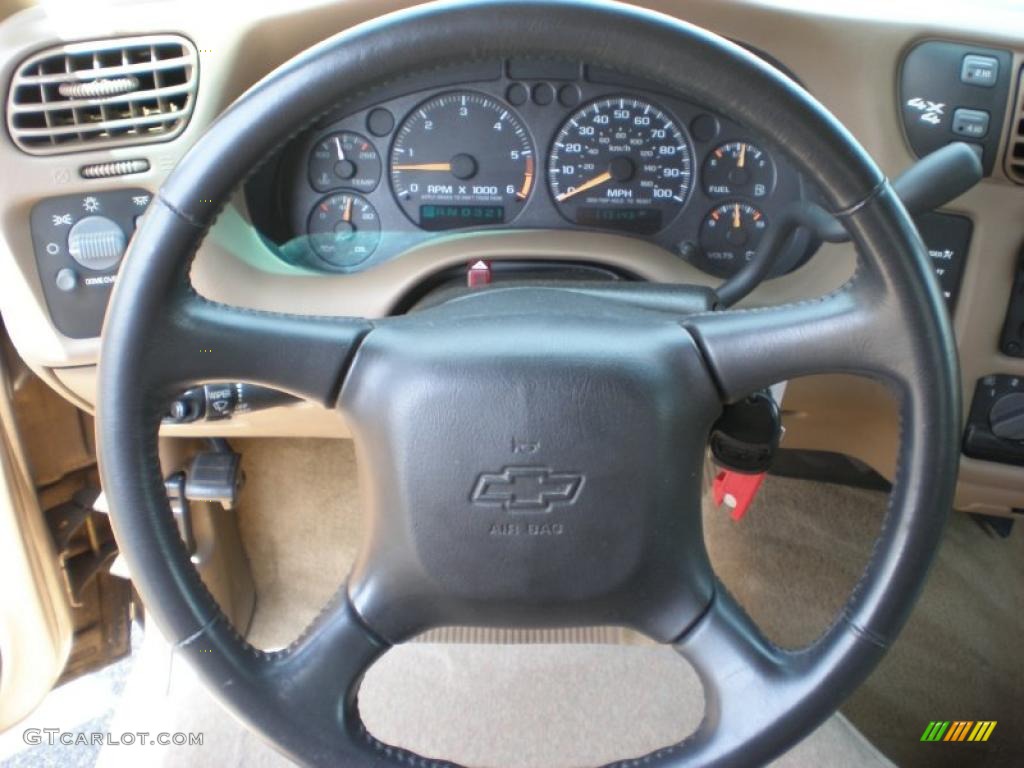 2002 Chevrolet S10 LS Extended Cab 4x4 Beige Steering Wheel Photo #49896542