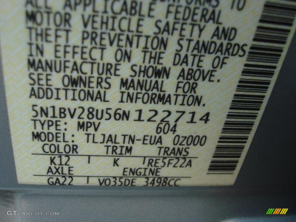 2006 Quest 3.5 SL - Silver Mist Metallic / Gray photo #24