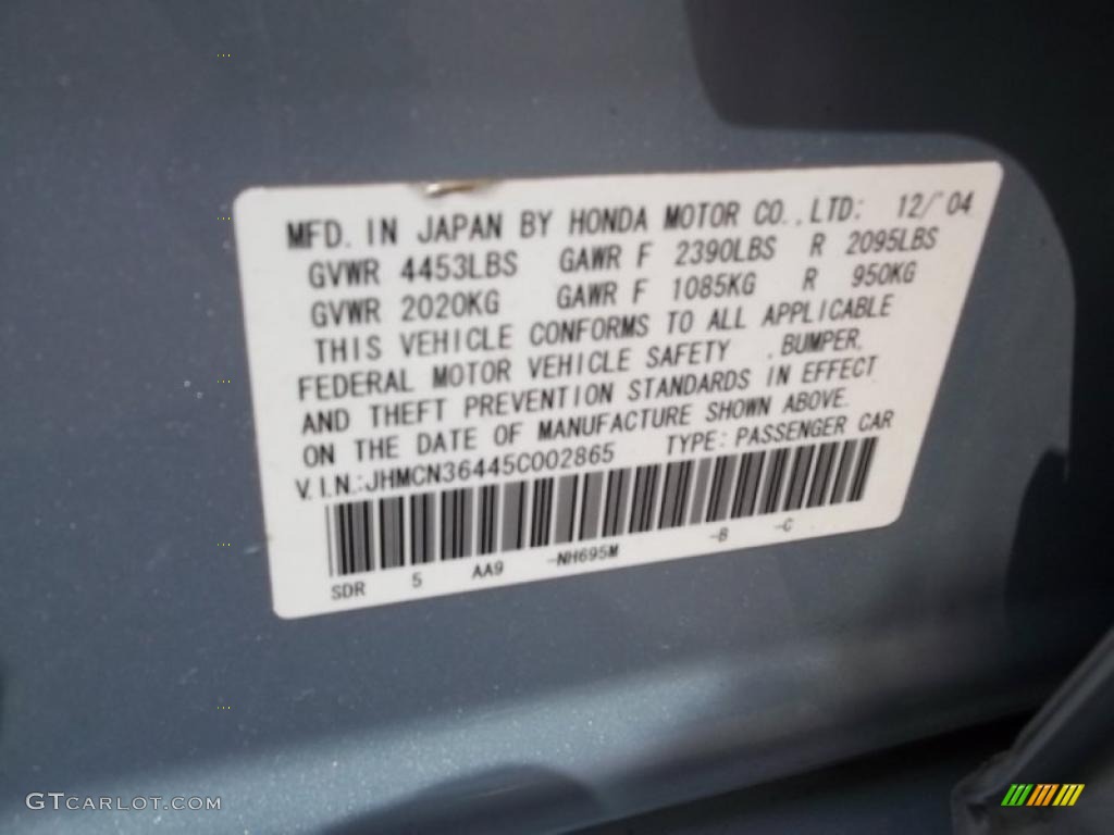 2005 Accord Color Code NH695M for Silver Frost Metallic Photo #49900589