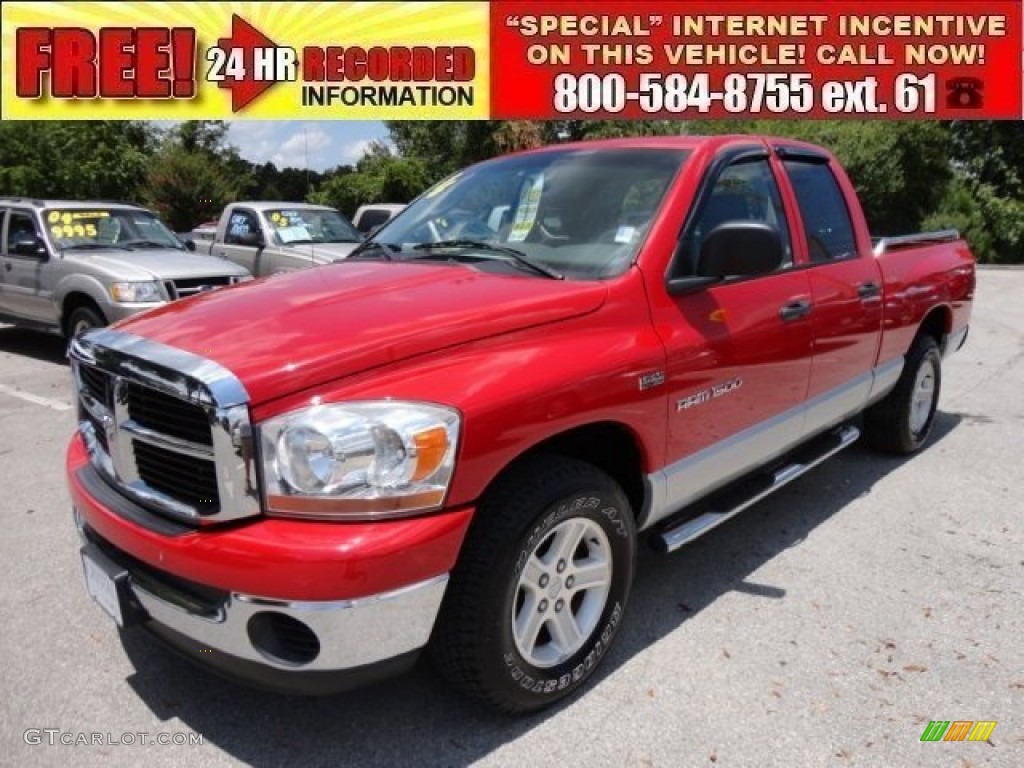 2006 Ram 1500 SLT Quad Cab - Flame Red / Medium Slate Gray photo #1