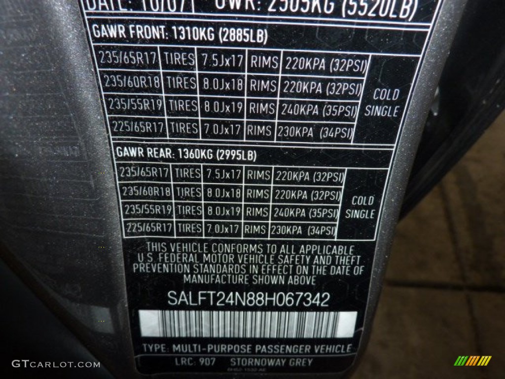 2008 Land Rover LR2 HSE Info Tag Photo #49906494