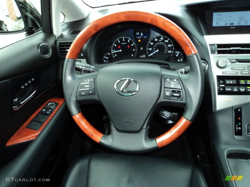 2010 Lexus RX 350 Black/Brown Walnut Steering Wheel Photo #49907559