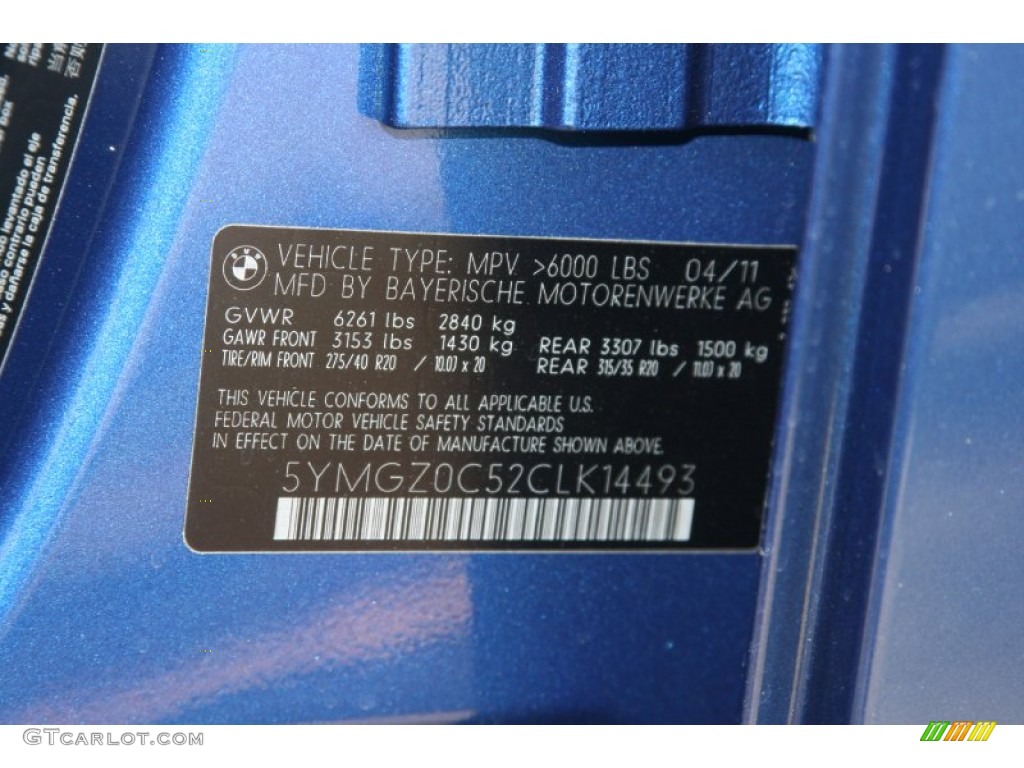 2012 BMW X6 M Standard X6 M Model Info Tag Photo #49910067